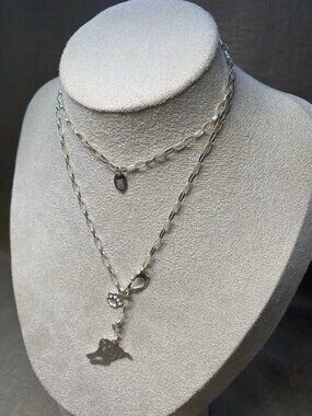 DIBA Sterling Silver 925 Necklace Dog Charm Paw Heart 25” Chain